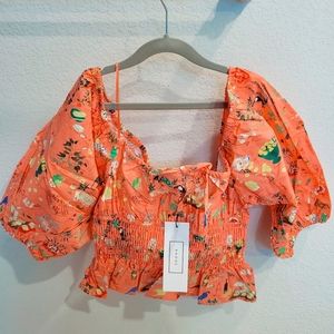 RHODE Jodie Floral Puff Sleeve Top